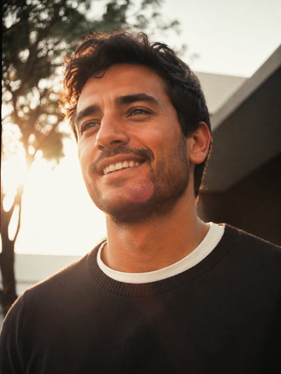 A warm outdoor dating-photo example for Matchframe partners
