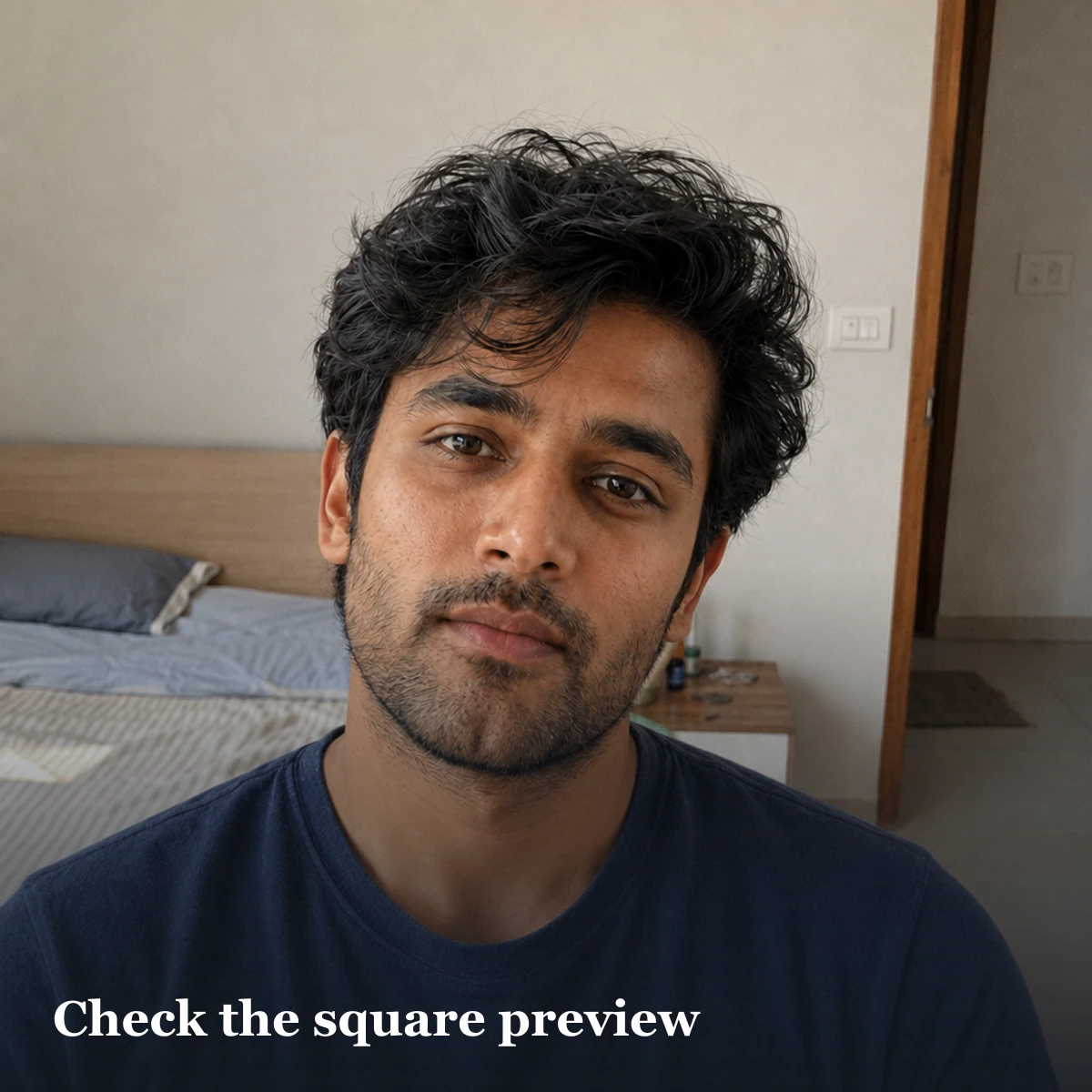 Square portrait preview with the face and shoulders protected from uncertain crop edges