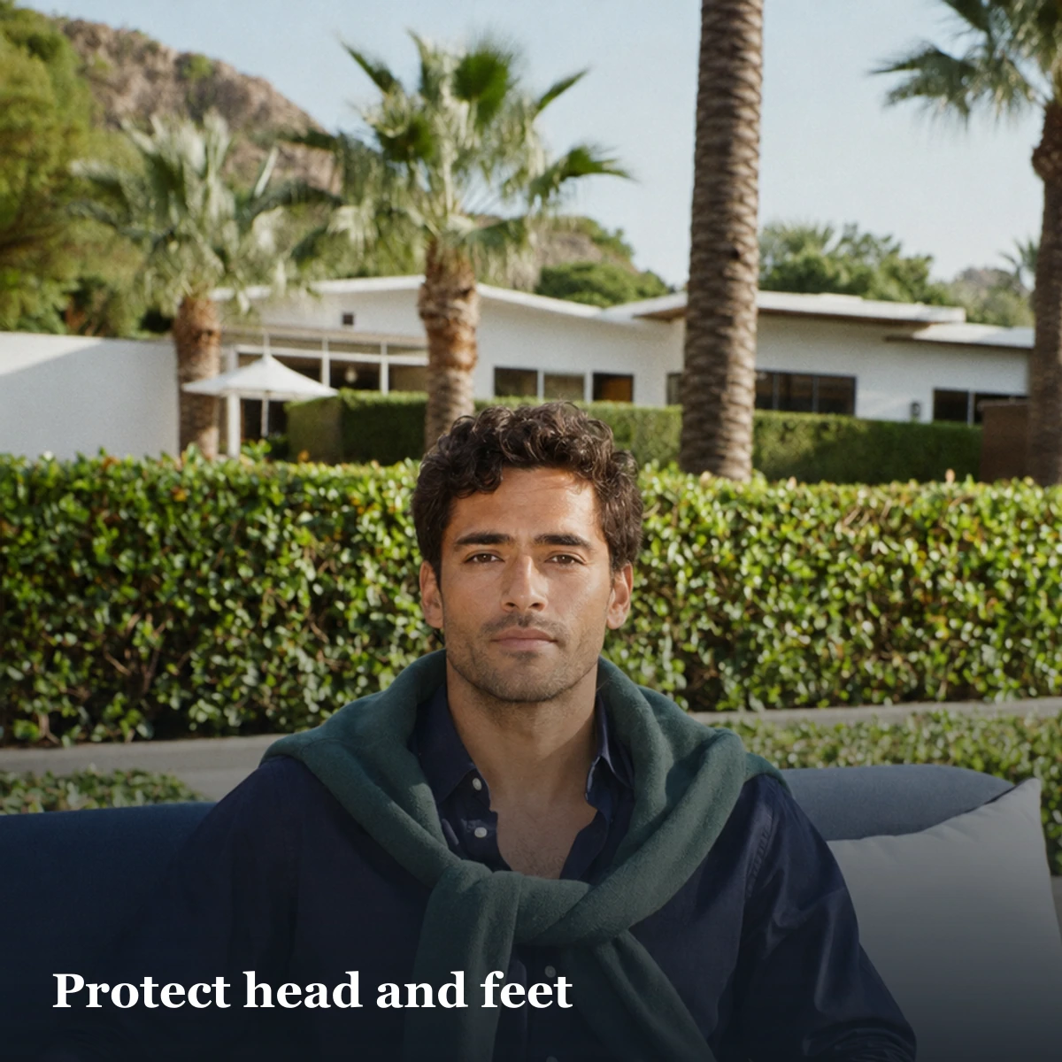 Full-body portrait illustrating safe space above the head and below the feet for app crops