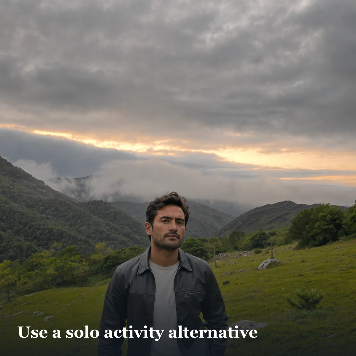 Outdoor solo portrait illustrating how genuine context can replace an unnecessary group photograph