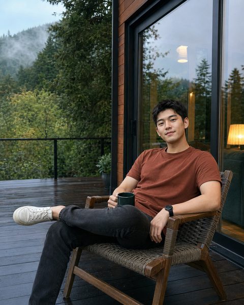 A relaxed lifestyle portrait used to introduce truthful dating-profile context