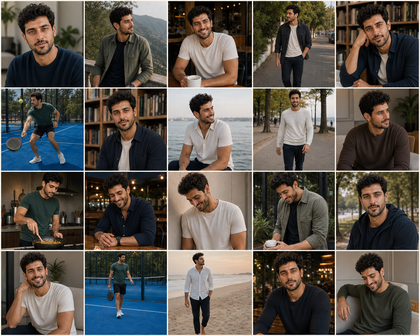 A contact sheet illustrating variety inside a Matchframe example pack