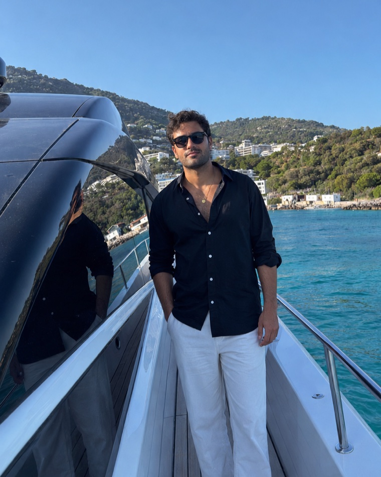 A smart casual men's outfit photographed for a dating profile