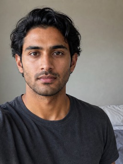 A clear front-facing source example for a first portrait